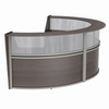 Linea Italia Reception Desk, 71 in D X 11.9 ft W X 46 in H, Clear, Mocha, Thermofused Laminate ZUT317